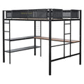 Lit mezzanine en métal pleine taille avec bureau et étagères / Cadre de lit en métal robuste