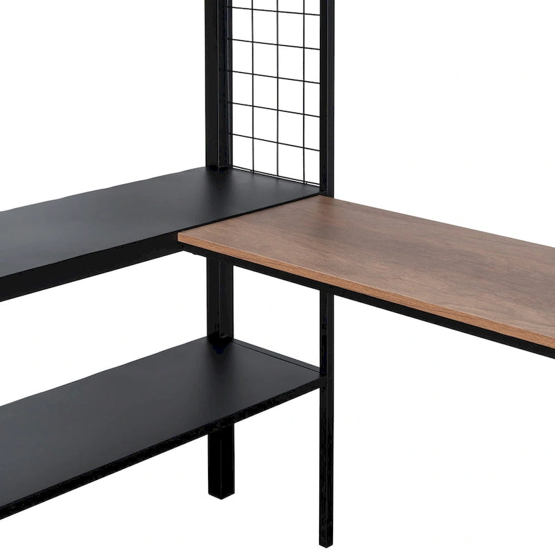 Lit mezzanine en métal pleine taille avec bureau et étagères / Cadre de lit en métal robuste