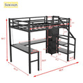 Lit surélevé double XL avec bureau en L et port USB