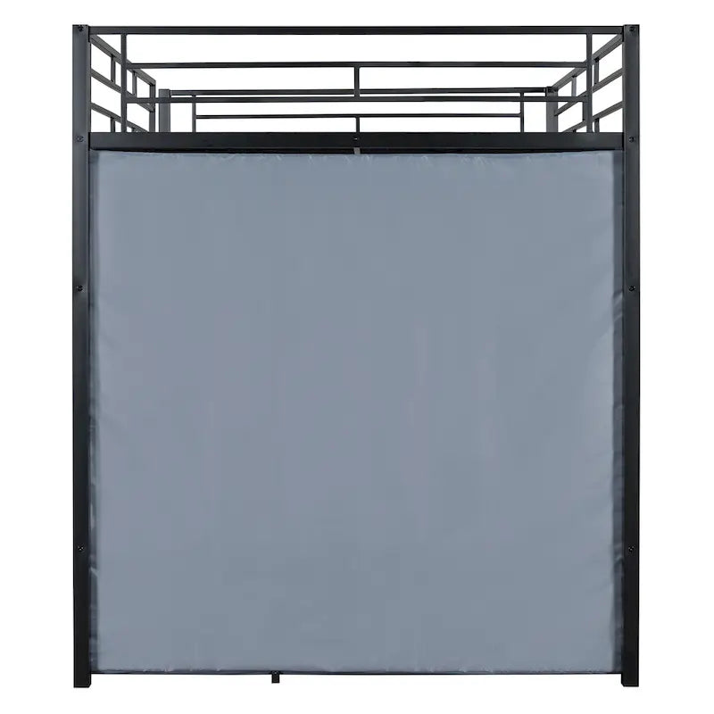 Lit mezzanine double en métal avec bureau, étagères, prise de courant, lumière LED et armoire