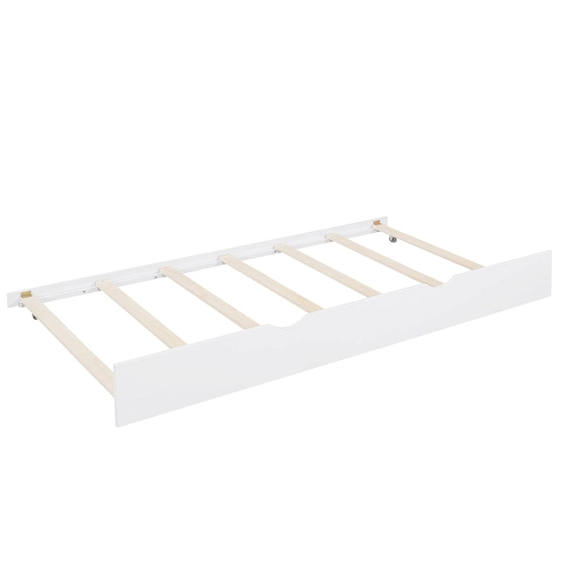 Lit cabane en bois double avec lit gigogne, lit enfant avec étagère