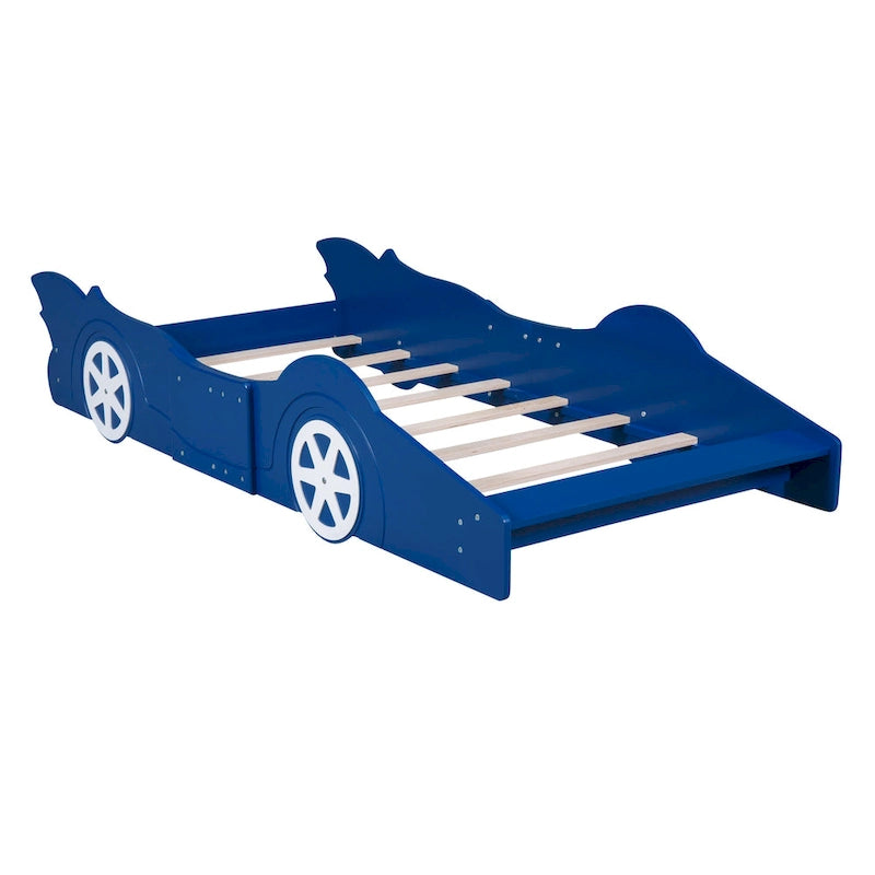 Lit plateforme en forme de voiture de course avec roulettes