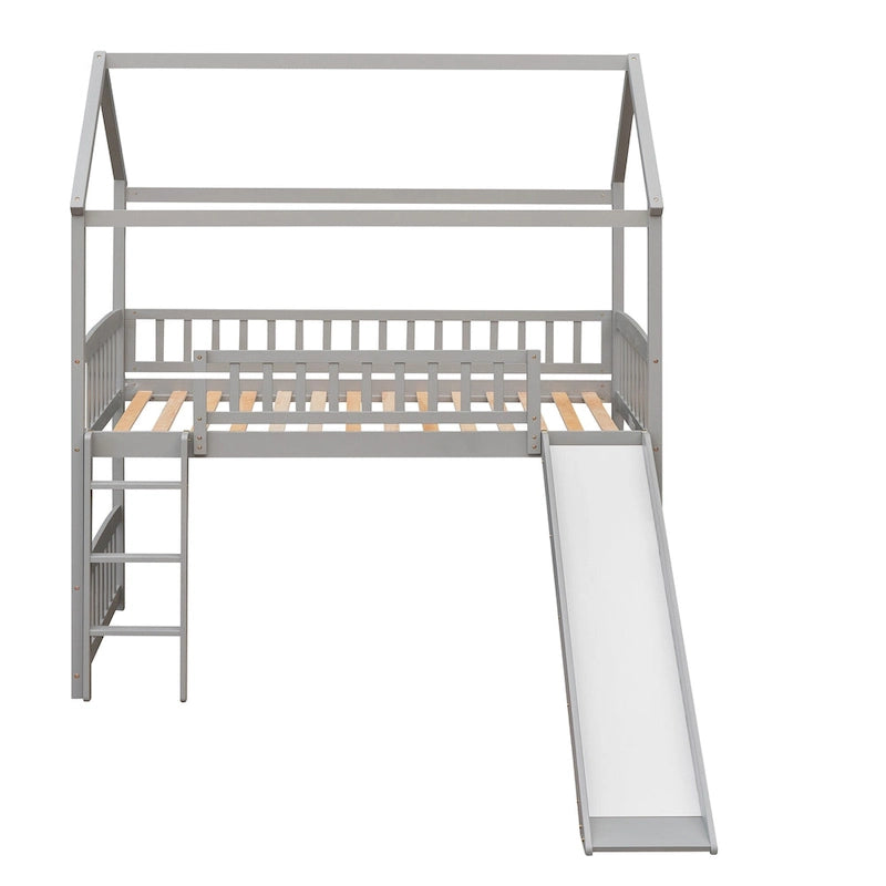 Lit cabane mezzanine avec toboggan, lit cabane avec toboggan