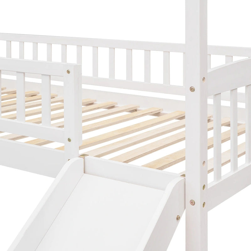 Lit cabane mezzanine avec toboggan, lit cabane avec toboggan