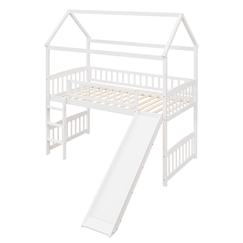 Lit cabane mezzanine avec toboggan, lit cabane avec toboggan