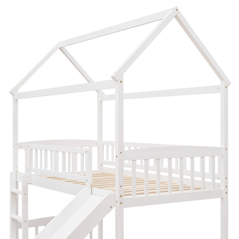 Lit cabane mezzanine avec toboggan, lit cabane avec toboggan