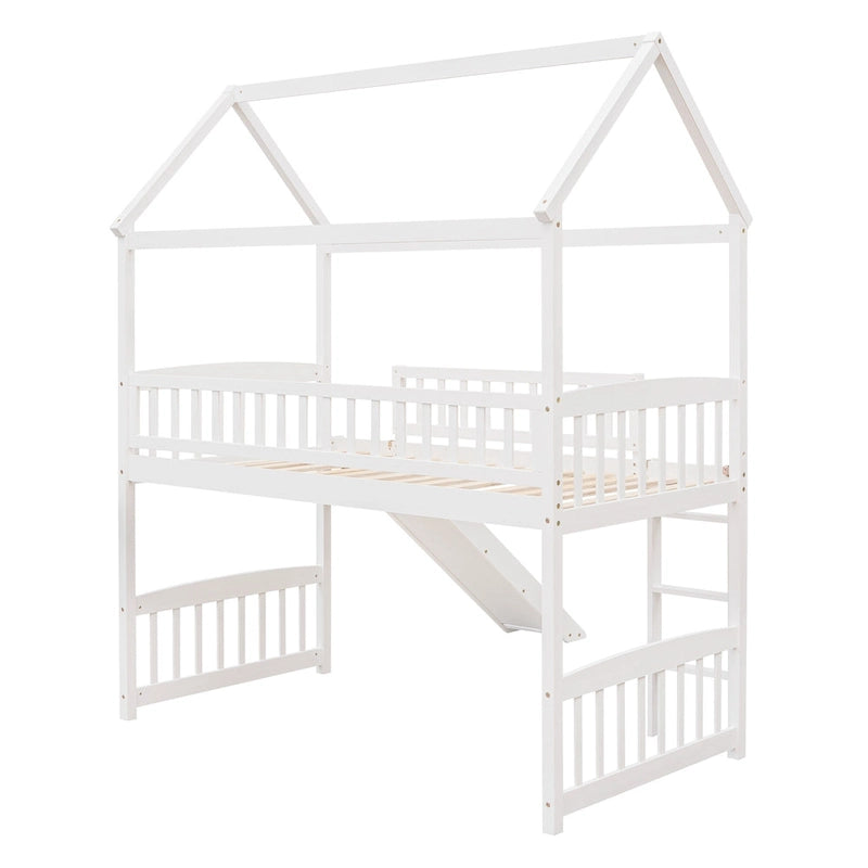 Lit cabane mezzanine avec toboggan, lit cabane avec toboggan
