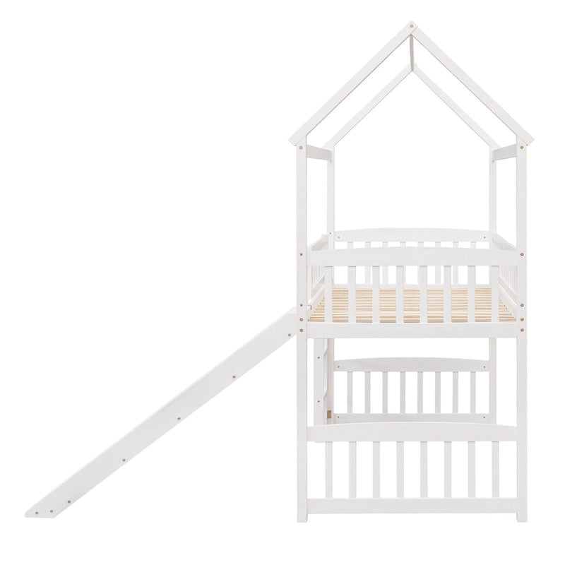 Lit cabane mezzanine avec toboggan, lit cabane avec toboggan