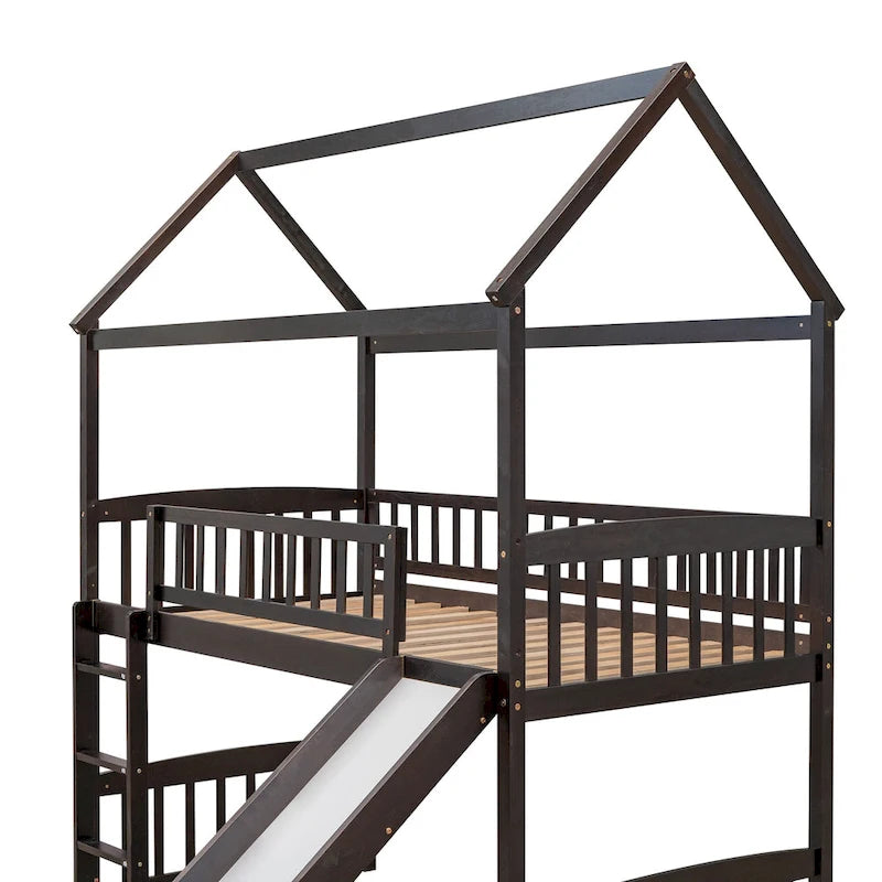 Lit cabane mezzanine avec toboggan, lit cabane avec toboggan