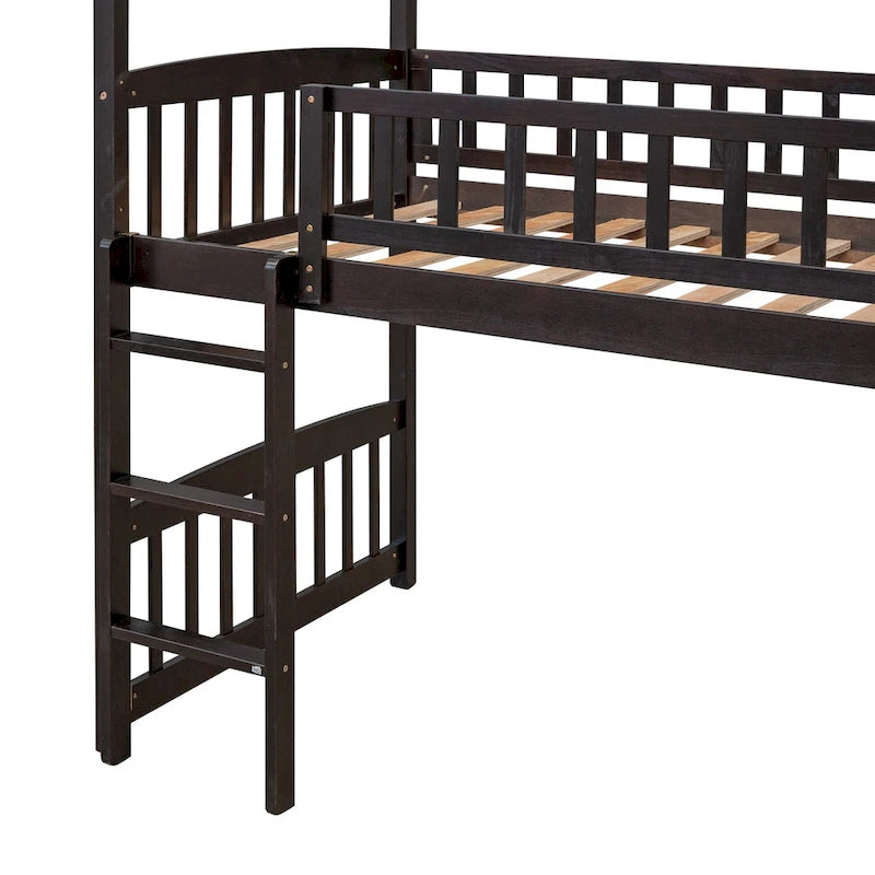 Lit cabane mezzanine avec toboggan, lit cabane avec toboggan