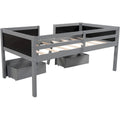 Twin Size Wood Loft Bed with 2 Storage Drawers & Chalkboard