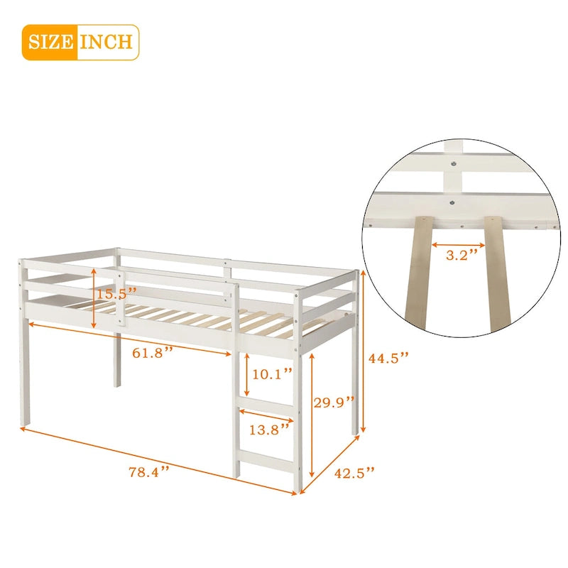 Lit mezzanine double bas avec armoire et bureau portable roulant - Espresso