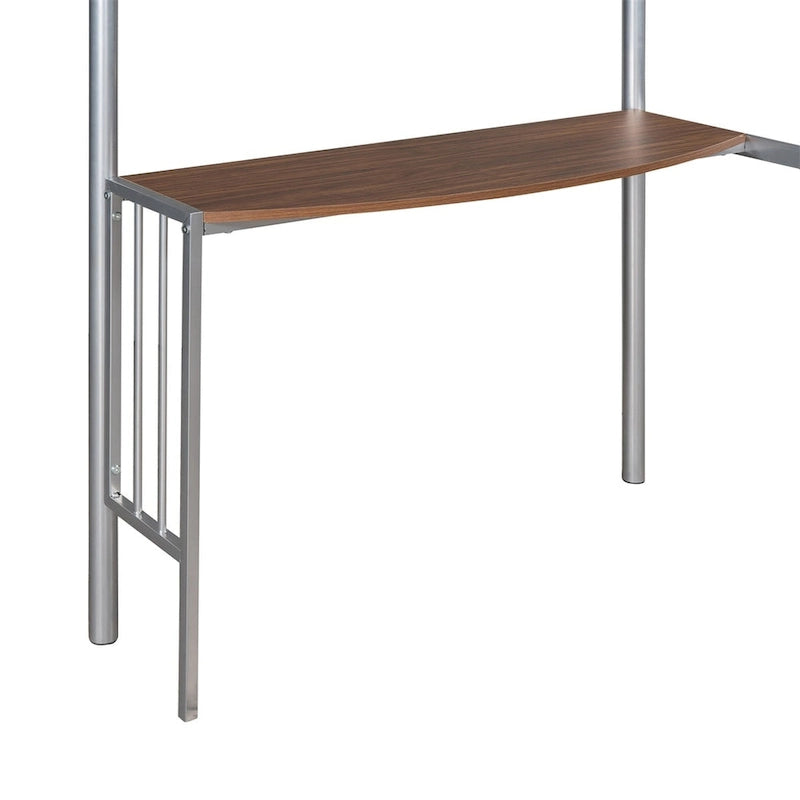 Lit mezzanine double en métal avec bureau, échelle et barrières de sécurité