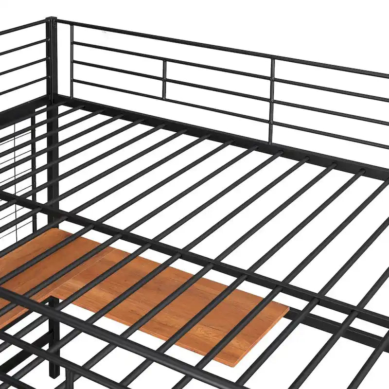 Full Metal Loft Bed with Desk and Metal Grid
