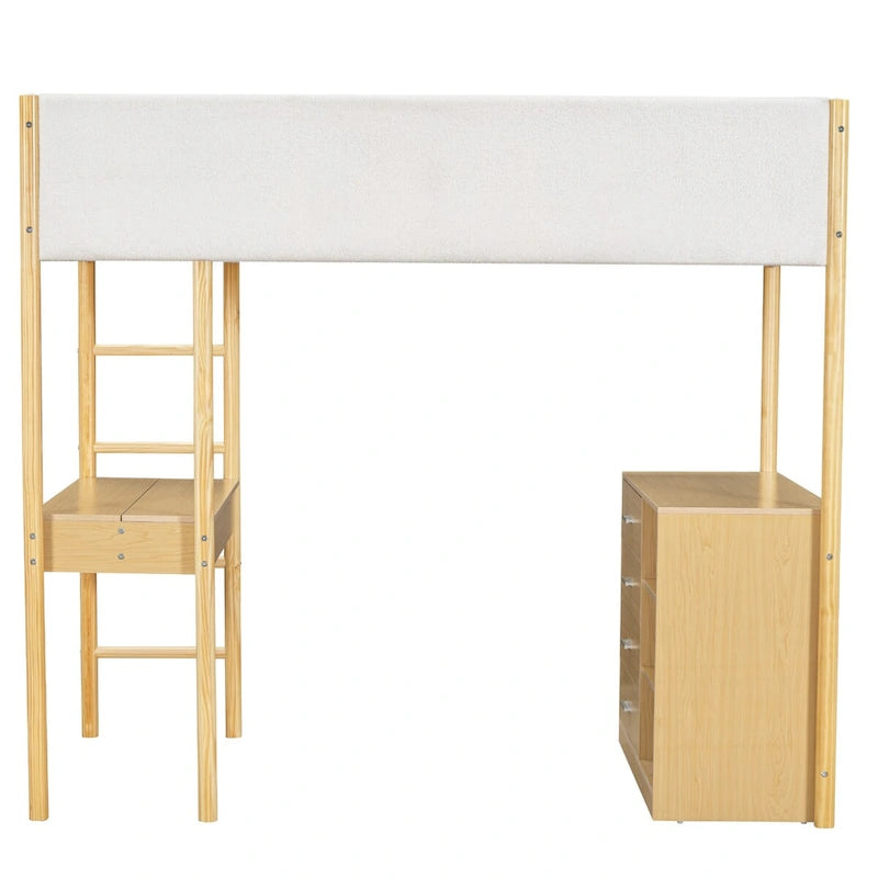 Lit mezzanine en bois et tissu polaire en sherpa pour lit double