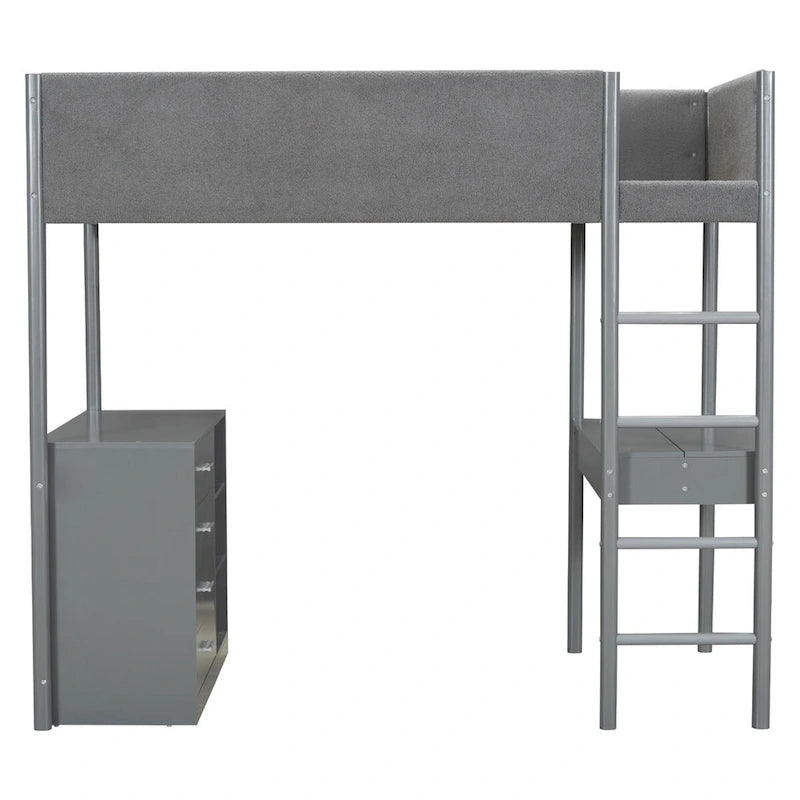 Lit mezzanine en bois et tissu polaire en sherpa pour lit double