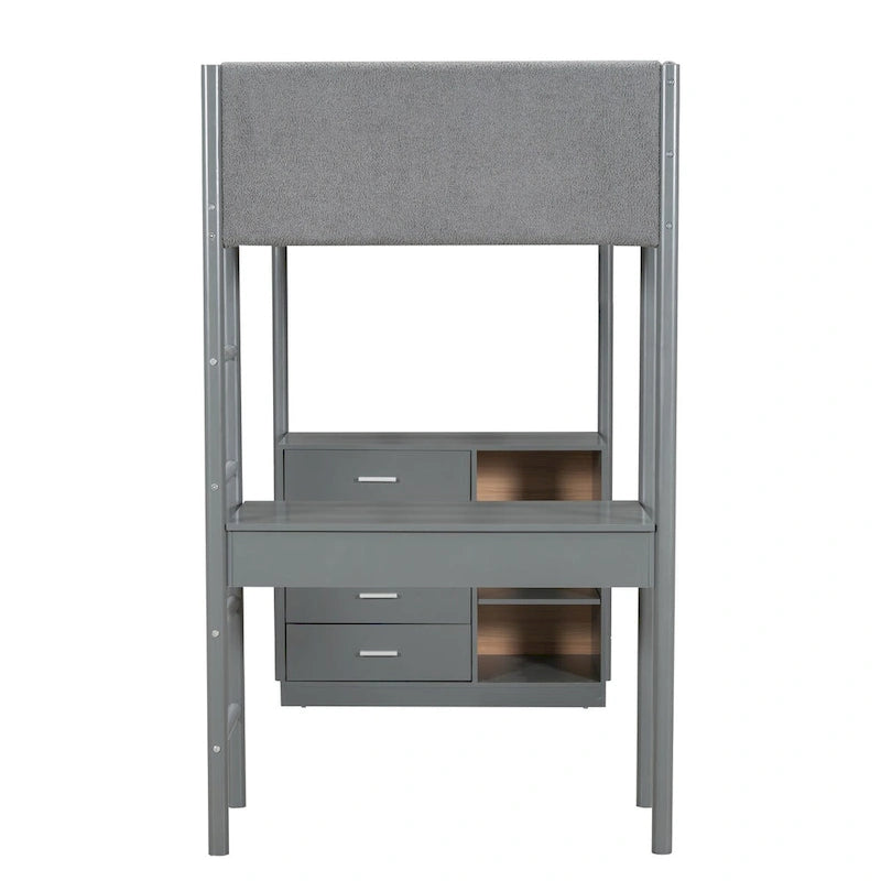 Lit mezzanine en bois et tissu polaire en sherpa pour lit double