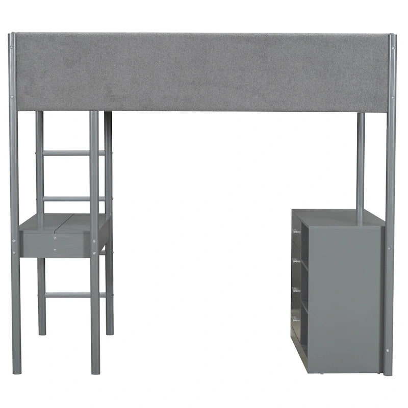 Lit mezzanine en bois et tissu polaire en sherpa pour lit double
