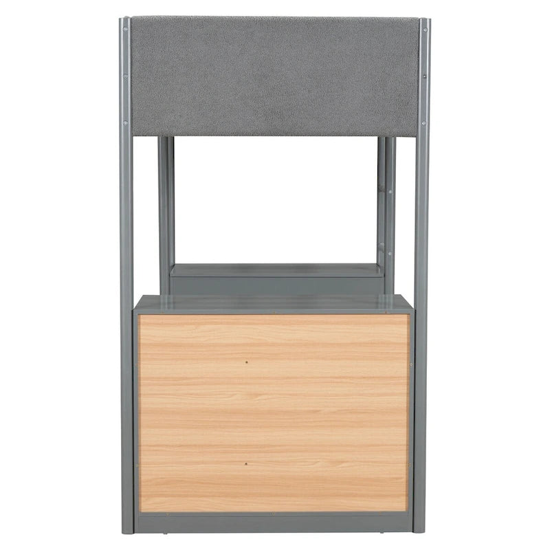 Lit mezzanine en bois et tissu polaire en sherpa pour lit double