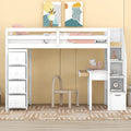 Lit mezzanine avec tiroirs de rangement, bureau et escalier, lit mezzanine en bois avec étagères