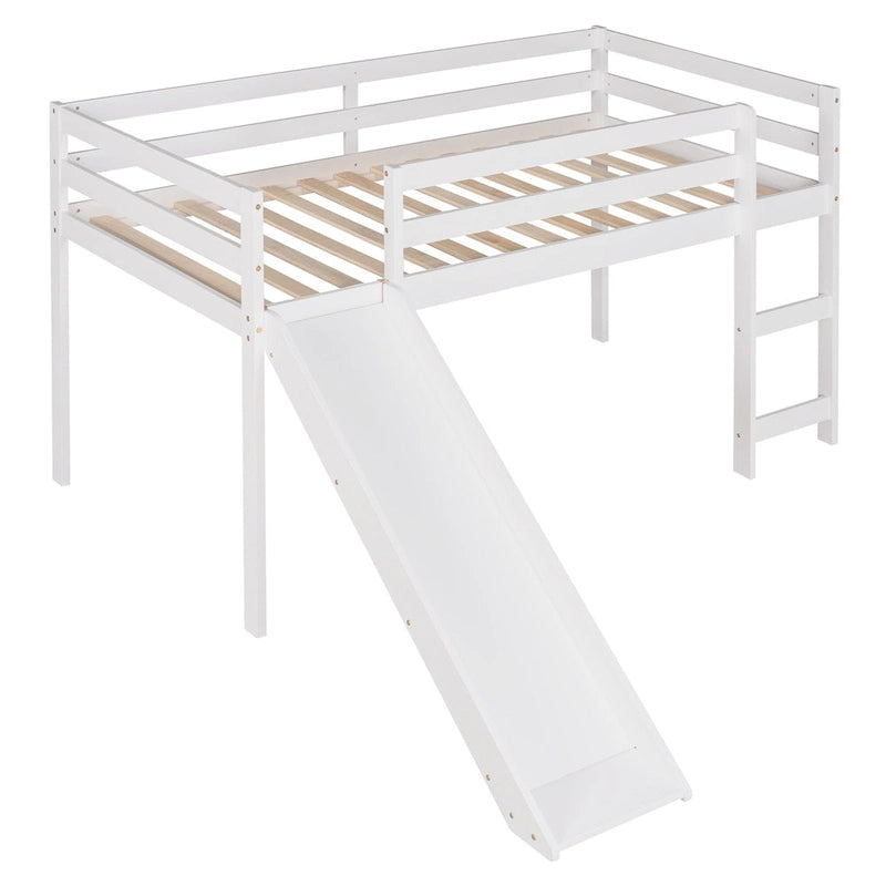 Lit mezzanine en bois massif avec toboggan amusant