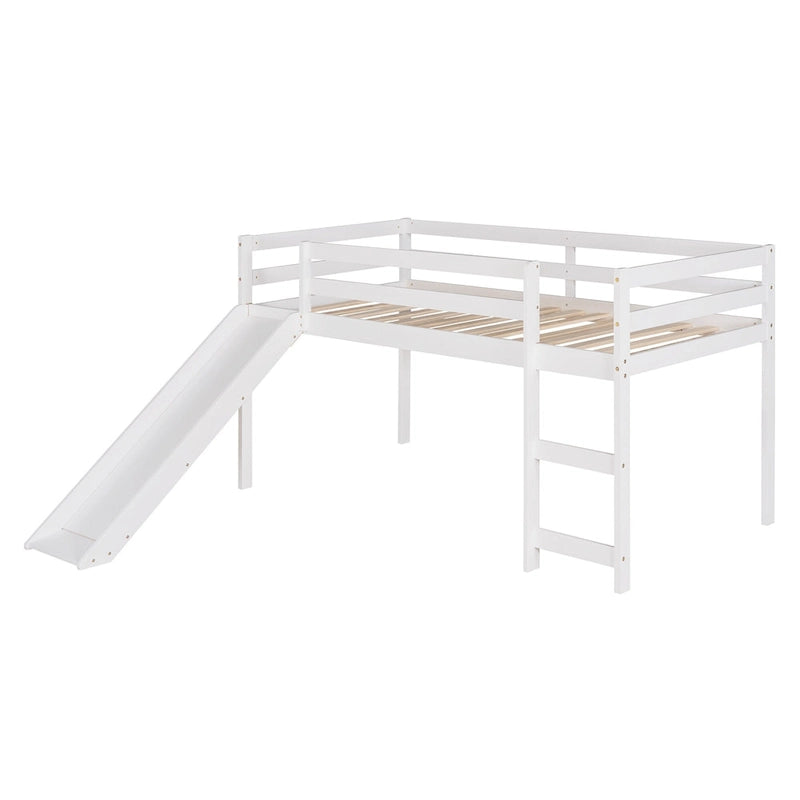 Lit mezzanine en bois massif avec toboggan amusant
