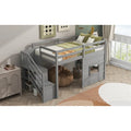 Twin Solid Wood Loft Bed with Storage Staircase