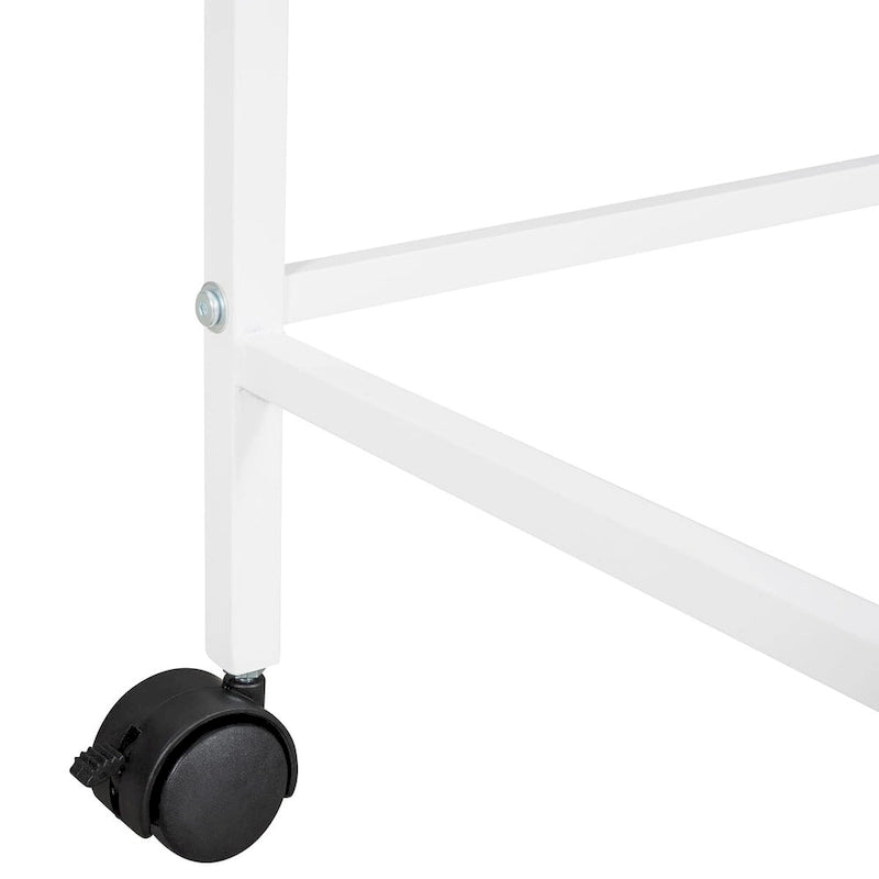 Cadre de lit mezzanine bas jumeau avec bureau roulant et étagères, lit en métal double avec supports de lattes en acier, pour adolescents, enfants