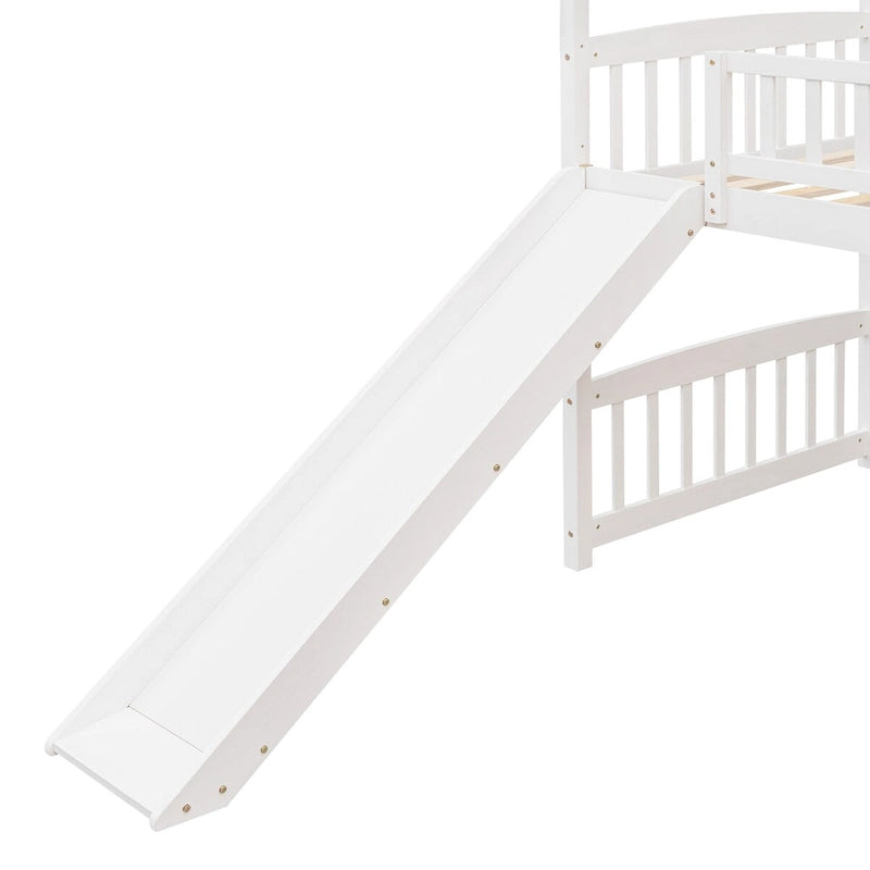 Twin Loft Bed with Slide and Guardrail