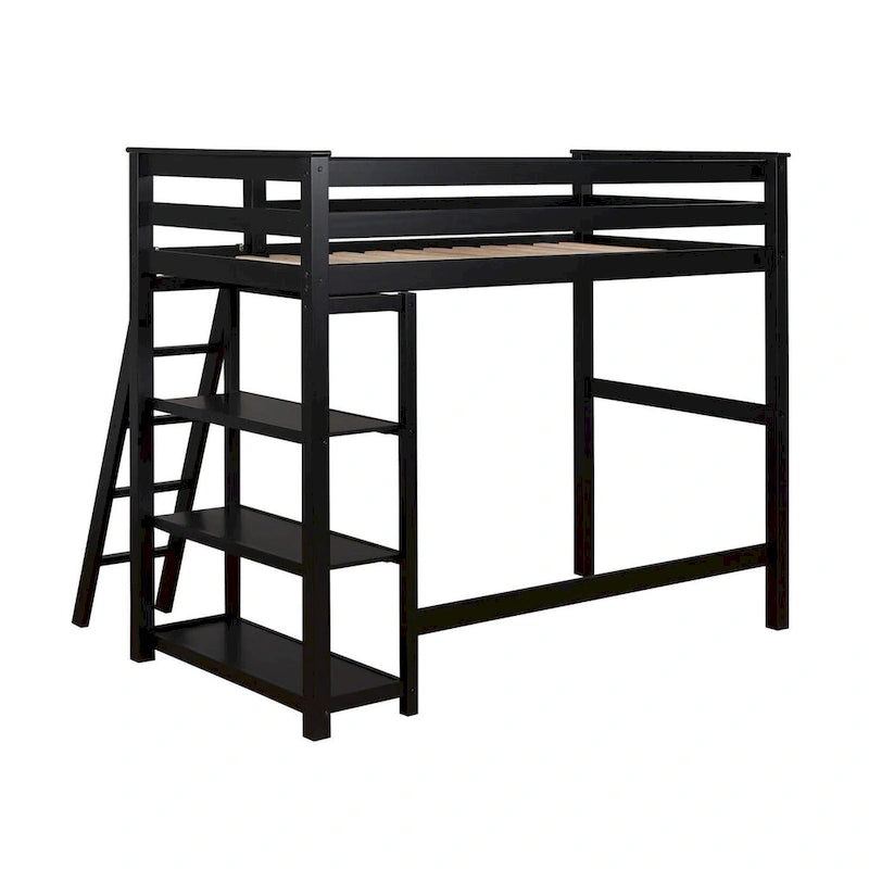 Lit mezzanine une place avec 3 étagères